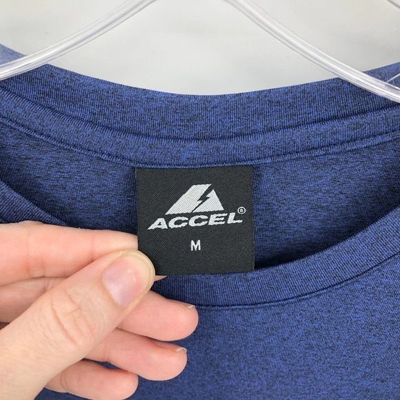 Accel Athletic Top Women's Size M Heather Blue Crew Neck Thumbhole Long Sleeves - Picture 6 of 7